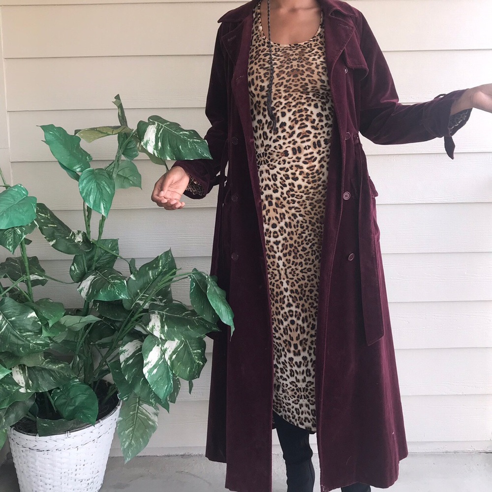 Vintage Velvet Oxblood Trench Coat